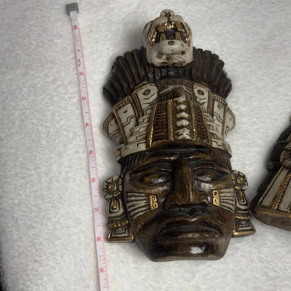 VINTAGE, hand crafted, MEXICANA Brown and Gold Wall Masks